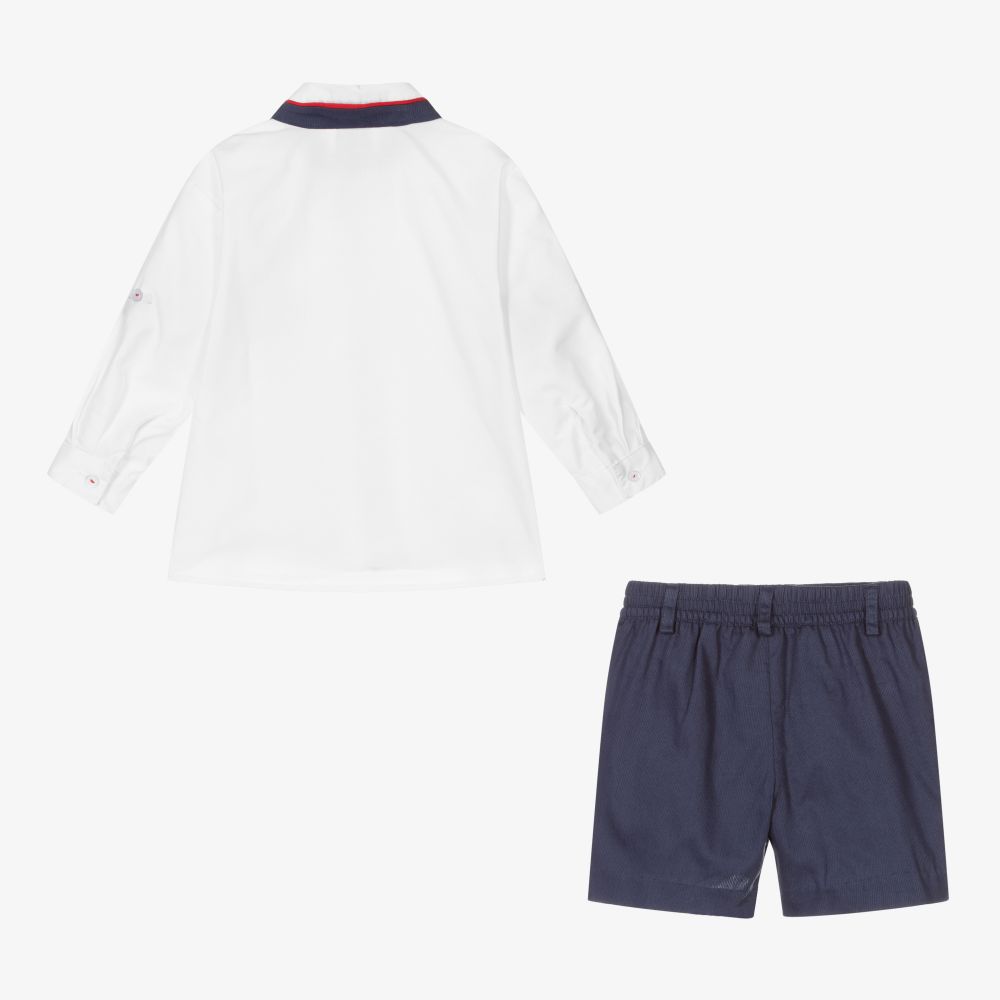 Pretty Originals-طقم شورت وتوب أطفال ولادي قطن لون أبيض وكحلي | Childrensalon Outlet