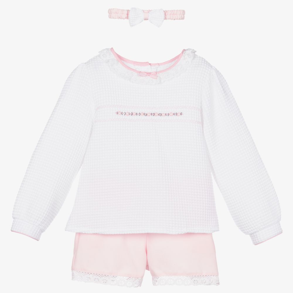 Pretty Originals - Ensemble short blanc et rose | Childrensalon