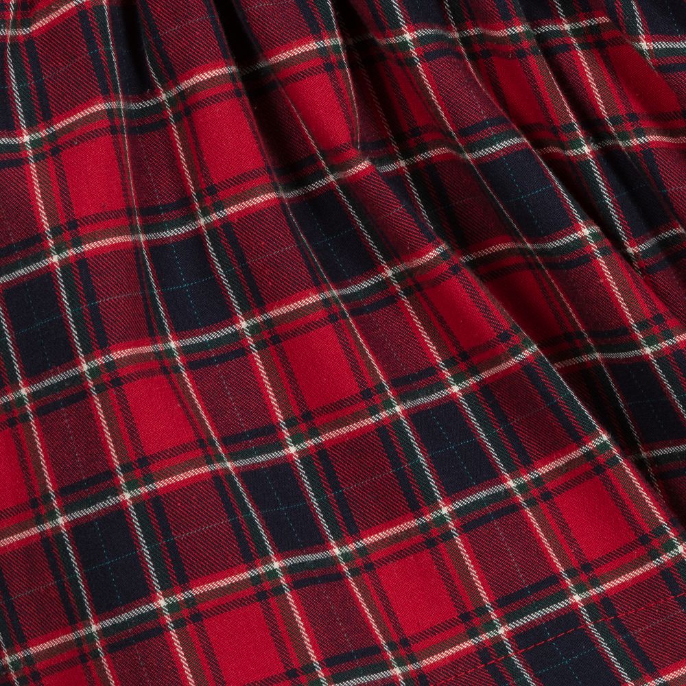 بريتي أوريجينال-طقم تنورة 3 قطع قطن تارتان لون أبيض وأحمر | Childrensalon Outlet