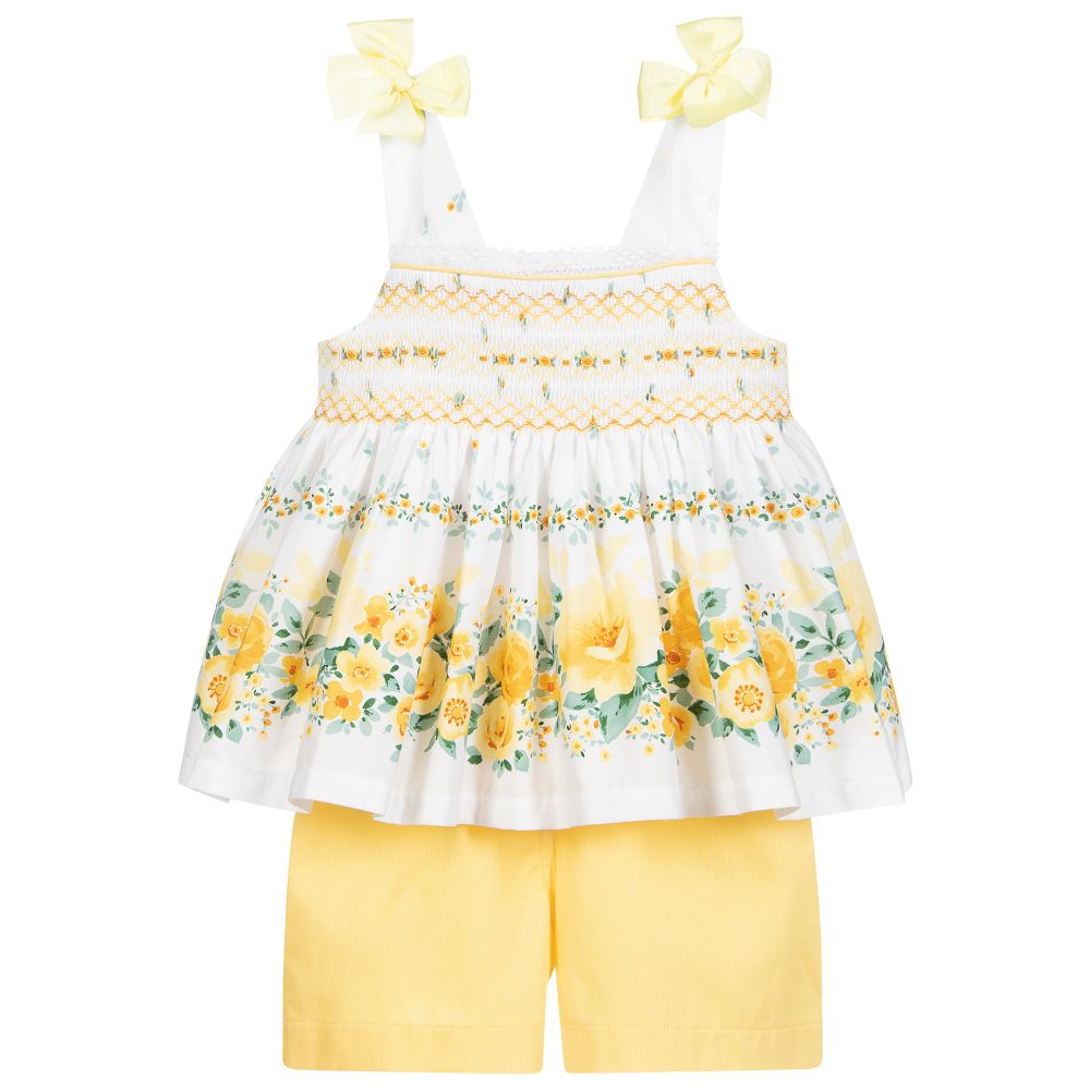 Pretty Originals - Yellow & White Shorts Set | Childrensalon