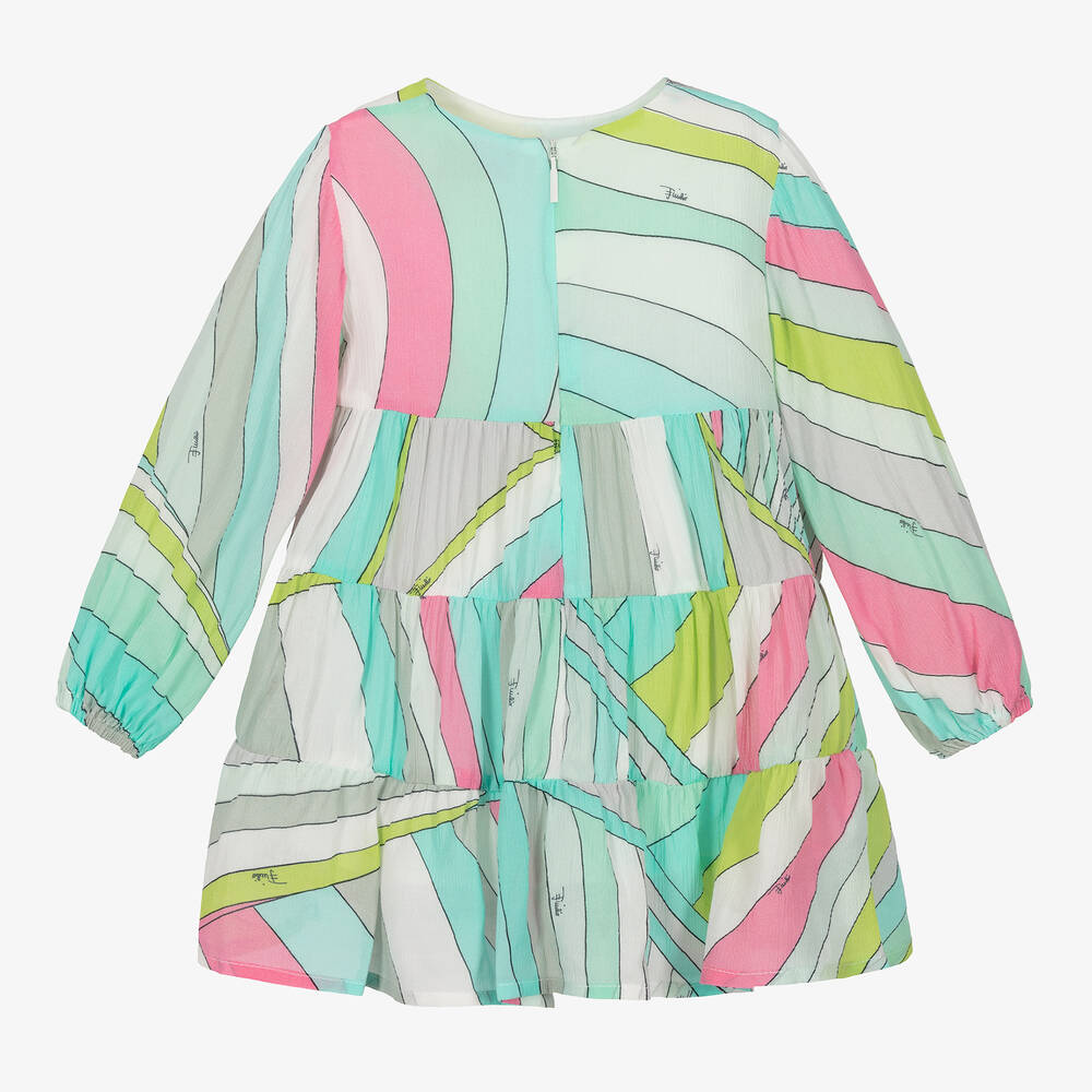 PUCCI-Baby Girls Green Viscose Iride Print Dress | Childrensalon Outlet