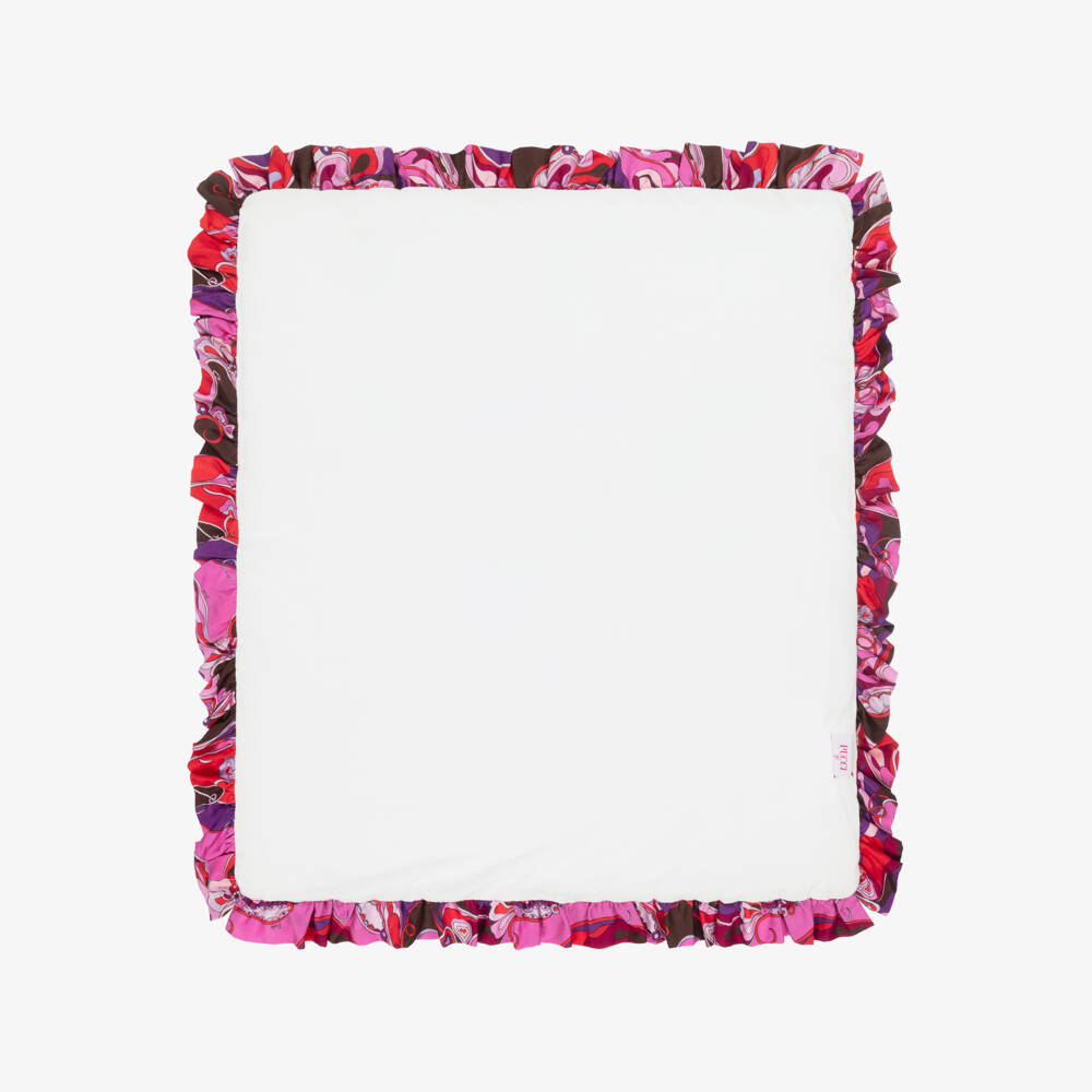 PUCCI-Baby Girls Ivory Orchidee Ruffle Padded Blanket (90cm) | Childrensalon Outlet