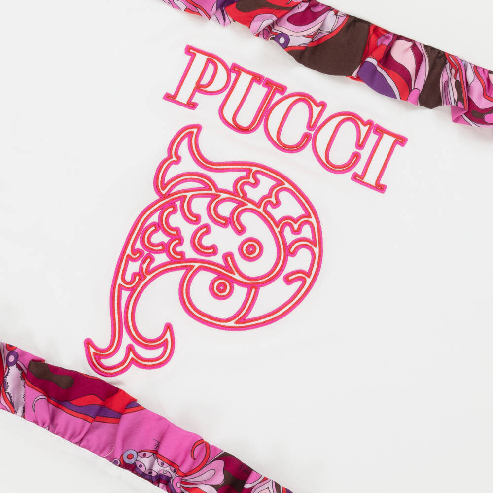 PUCCI-Baby Girls Ivory Orchidee Ruffle Padded Blanket (90cm) | Childrensalon Outlet