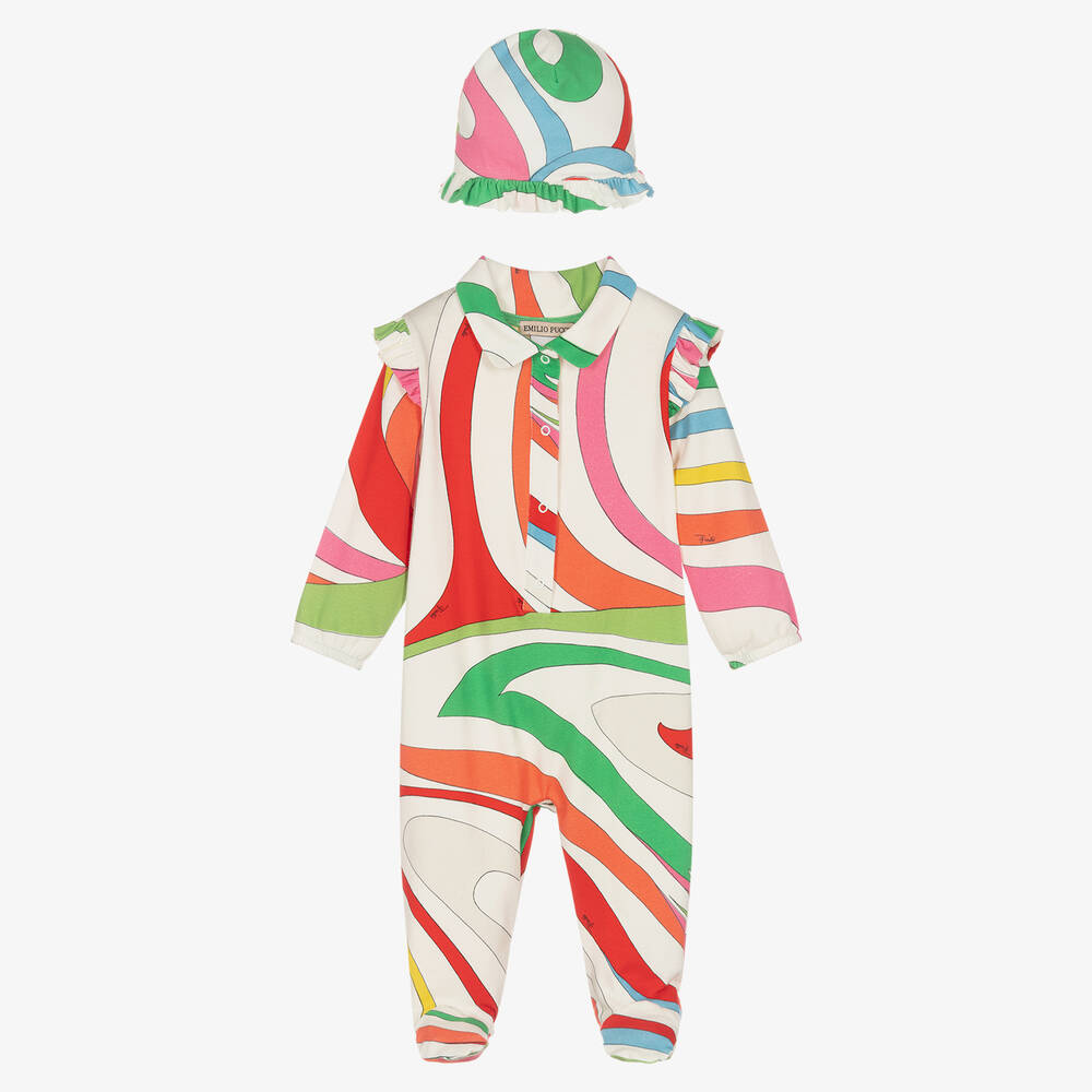 PUCCI Baby Girls Marmo Print Babygrow Gift Set Childrensalon