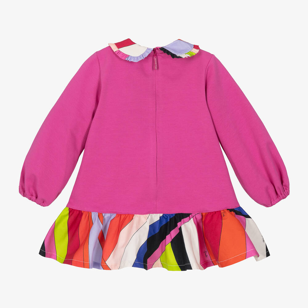 PUCCI-Baby Girls Pink Cotton Iride Print Dress | Childrensalon Outlet