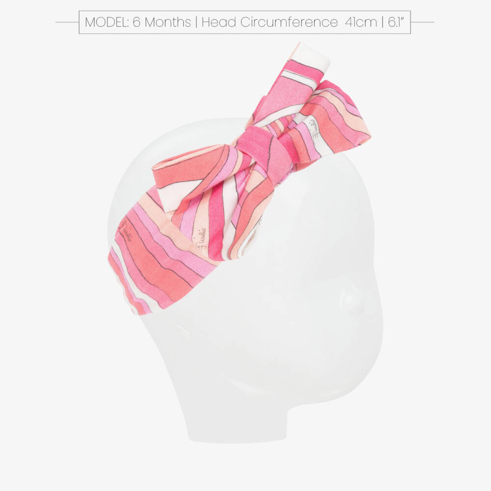 PUCCI-Baby Girls Pink Iride Print Cotton Bow Headband | Childrensalon Outlet
