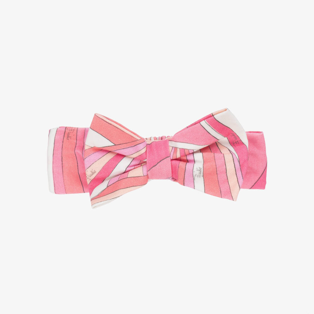 PUCCI-Baby Girls Pink Iride Print Cotton Bow Headband | Childrensalon Outlet