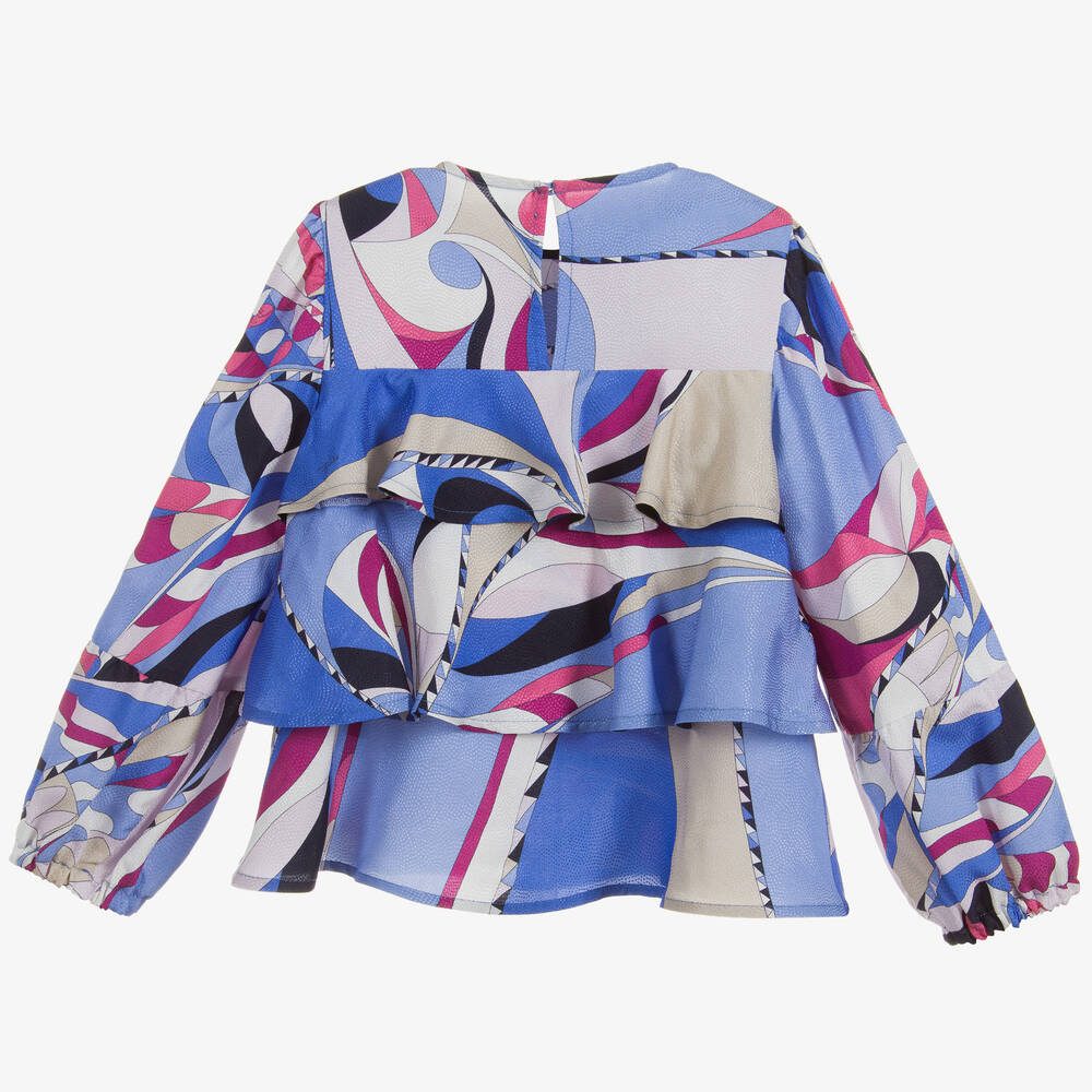 PUCCI-Blue Viscose & Silk Blouse | Childrensalon Outlet