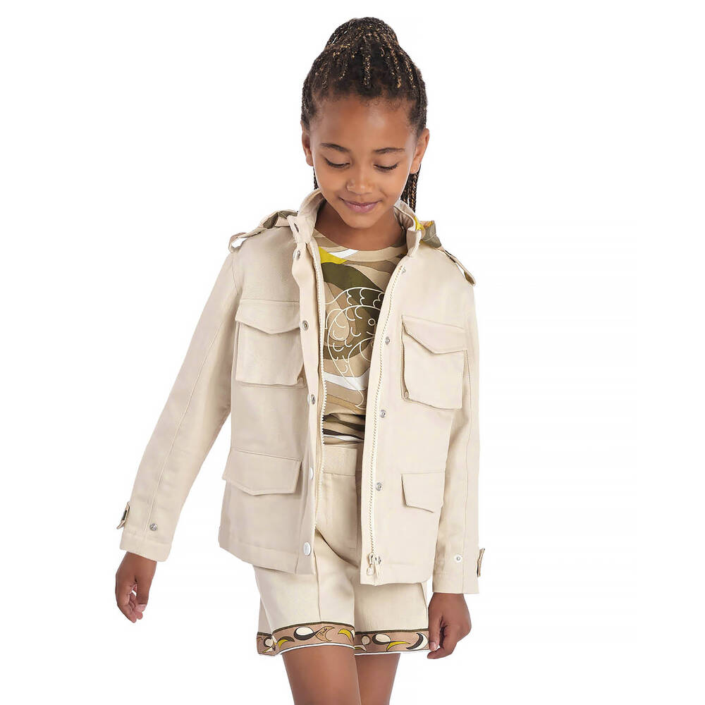 PUCCI-Бежевая хлопковая футболка с принтом Marmo | Childrensalon Outlet