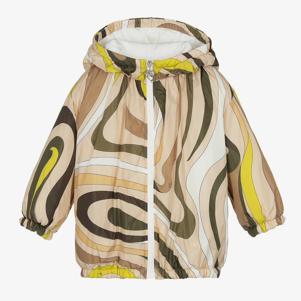 PUCCI - Girls Beige & Green Marmo Jacket | Childrensalon