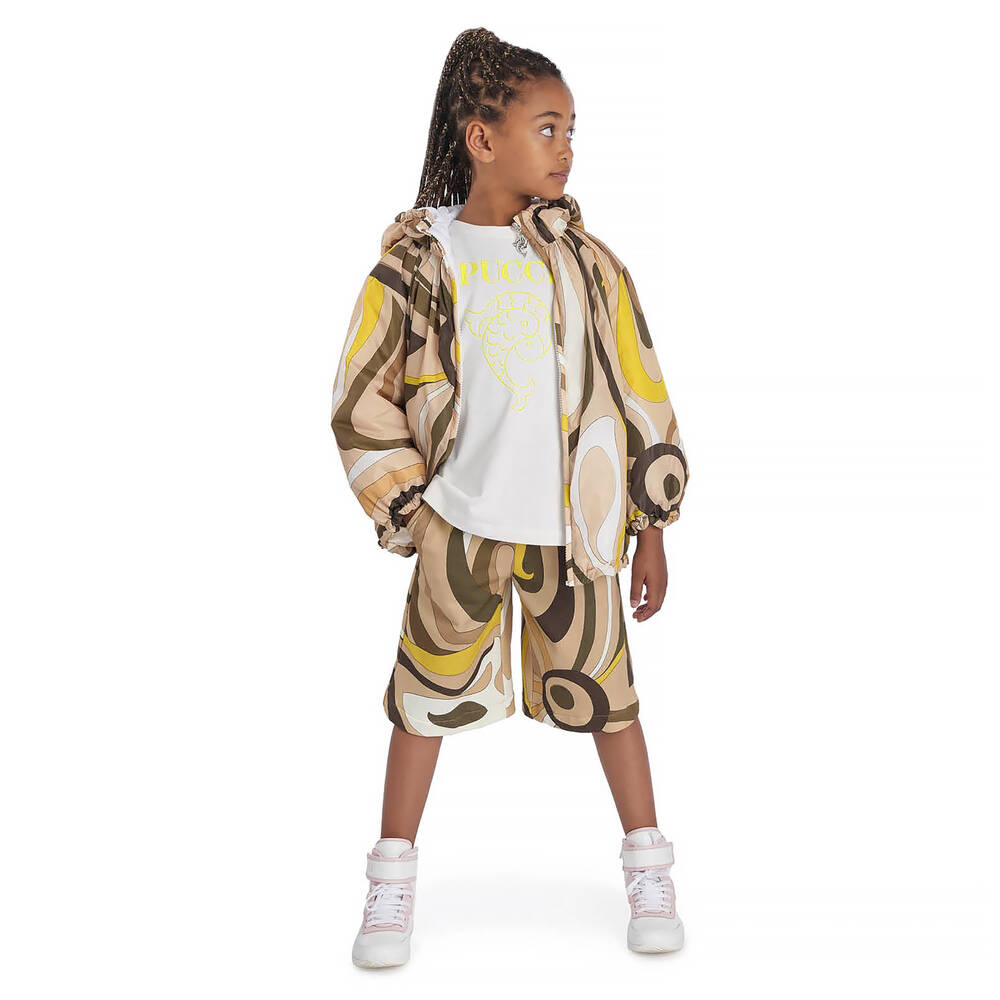 PUCCI-Girls Beige & Green Marmo Jacket | Childrensalon Outlet