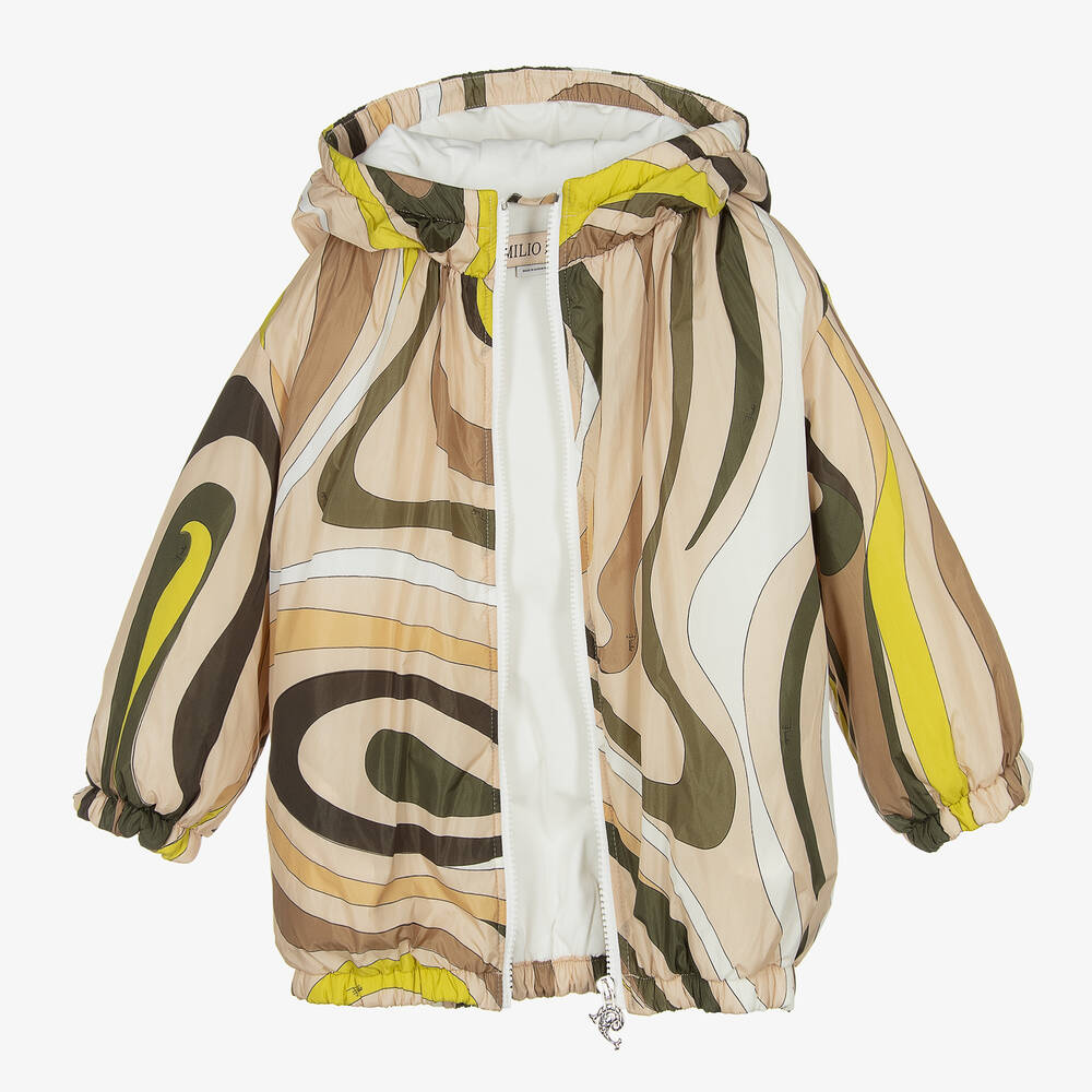 PUCCI-Girls Beige & Green Marmo Jacket | Childrensalon Outlet