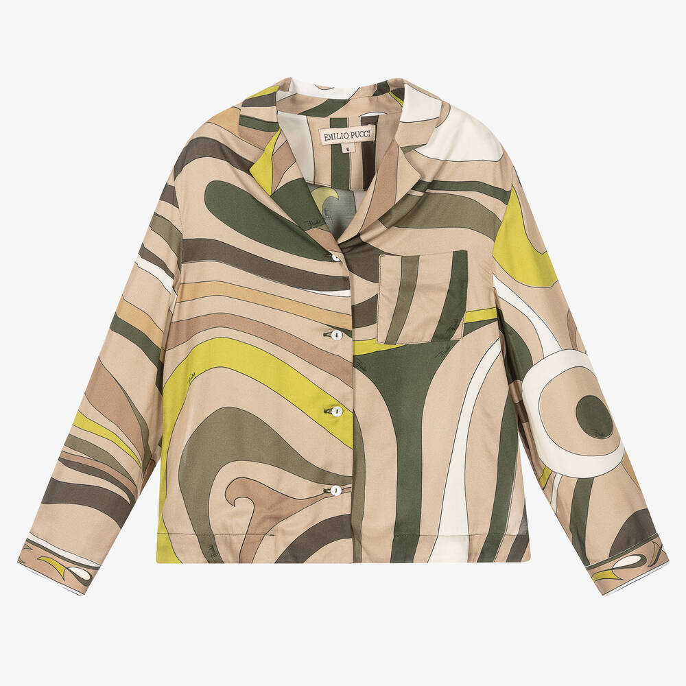 PUCCI-Girls Beige Marmo Blouse  | Childrensalon Outlet