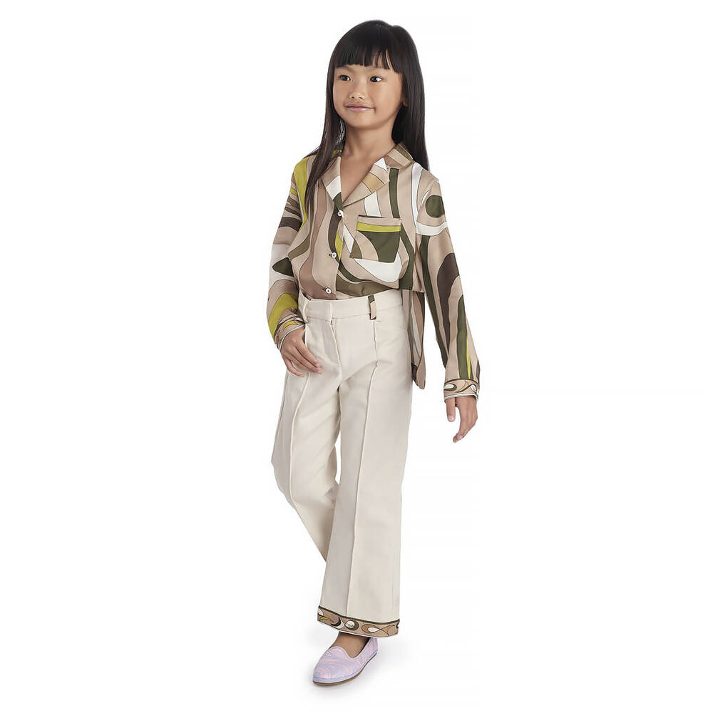 PUCCI-Girls Beige Marmo Blouse  | Childrensalon Outlet