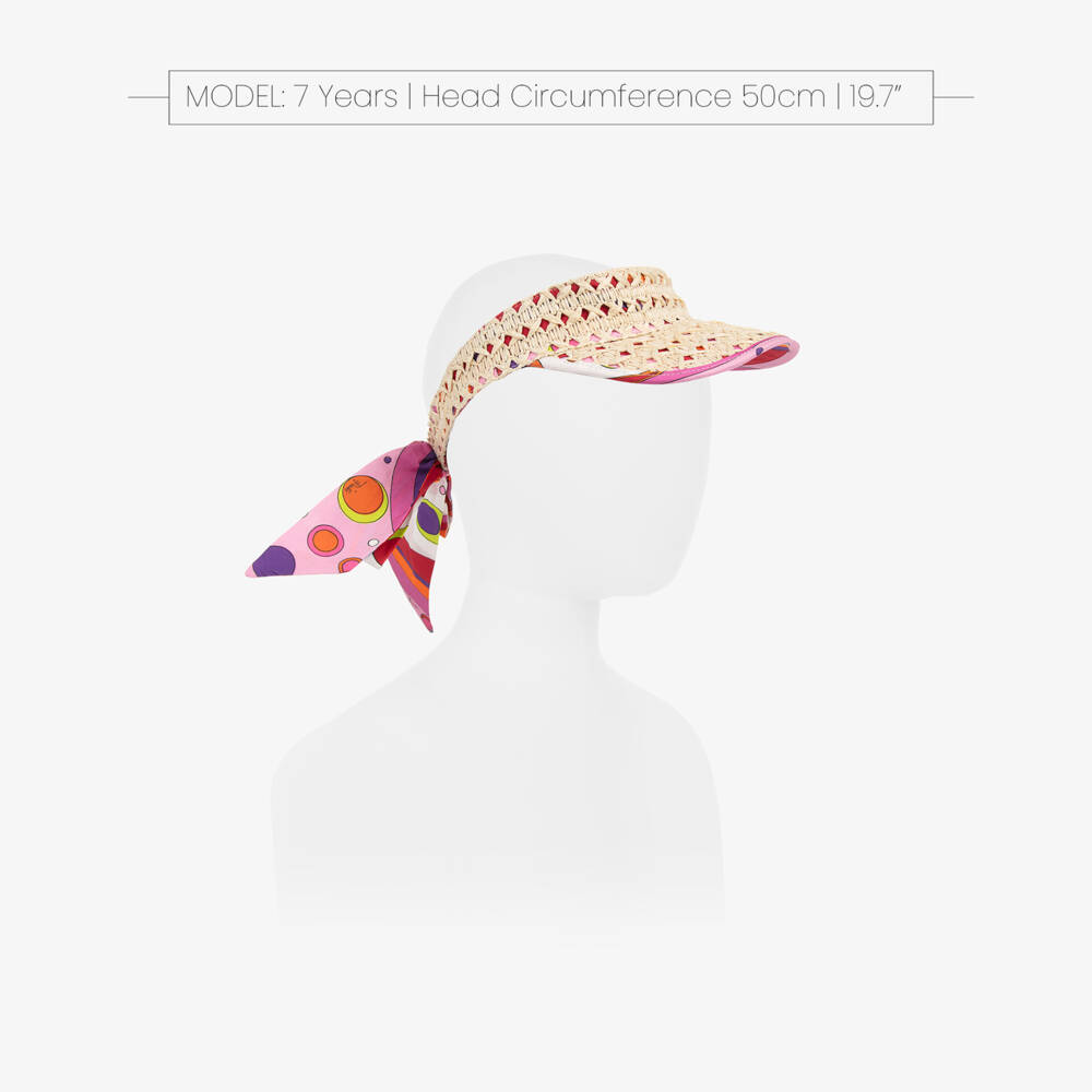 PUCCI-Girls Beige Raffia Patterned Visor | Childrensalon Outlet