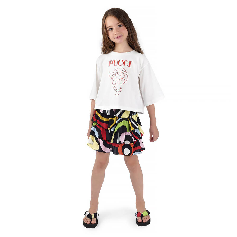 PUCCI-Girls Black Marmo Print Layered Skirt | Childrensalon Outlet