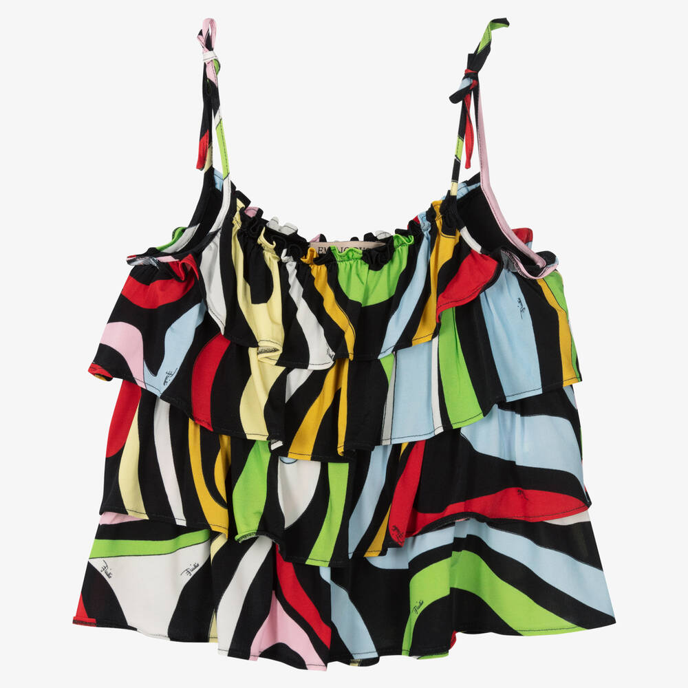 PUCCI - Girls Black Marmo Print Top | Childrensalon