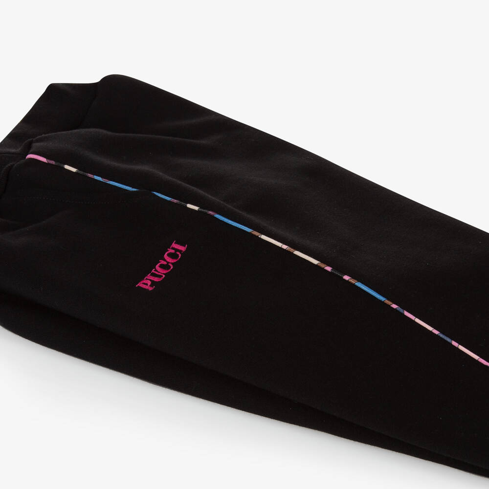 PUCCI-Girls Black Onde Pattern Joggers | Childrensalon Outlet
