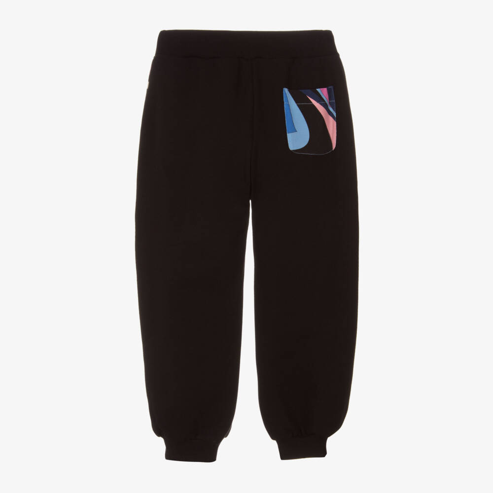 PUCCI-Girls Black Onde Pattern Joggers | Childrensalon Outlet