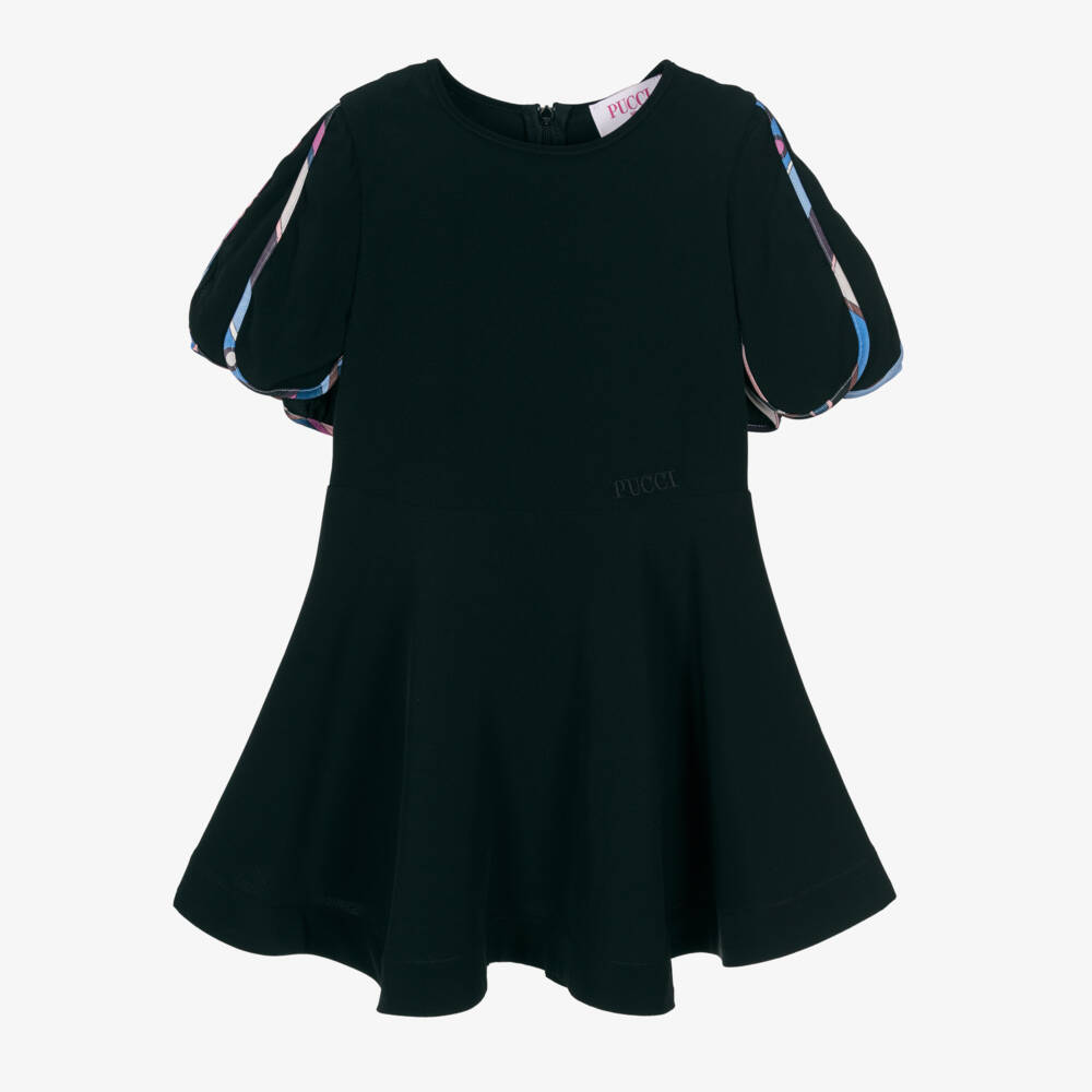 PUCCI-Girls Black Vivara Sleeve Dress | Childrensalon Outlet