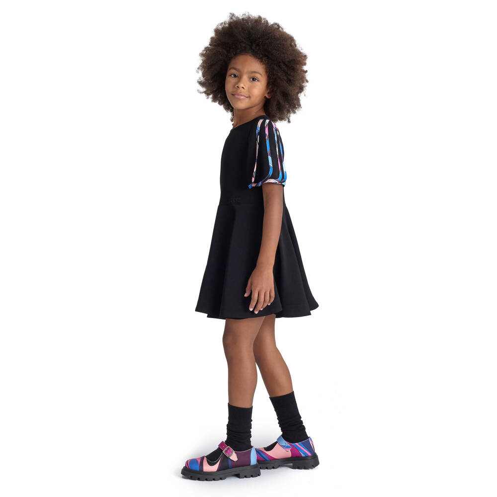 PUCCI-Girls Black Vivara Sleeve Dress | Childrensalon Outlet