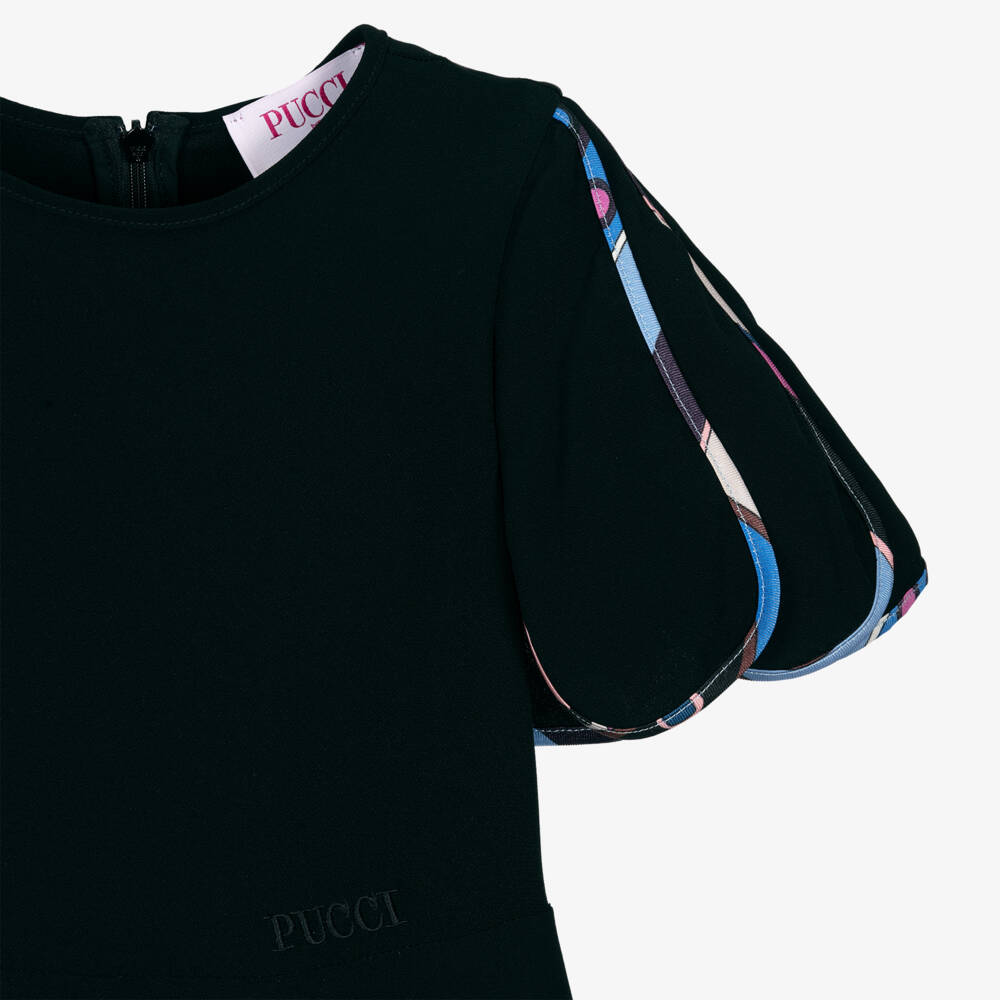 PUCCI-Girls Black Vivara Sleeve Dress | Childrensalon Outlet