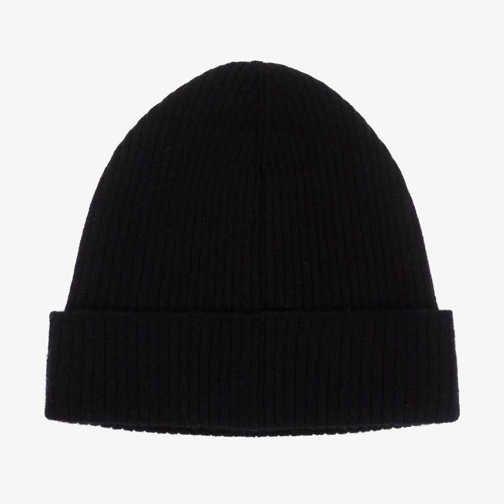 PUCCI Girls Black Wool Knit Beanie Hat Childrensalon Outlet