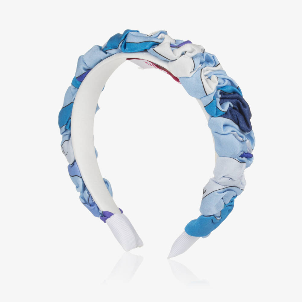 PUCCI-Girls Blue Marmo Print Silky Hairband | Childrensalon Outlet