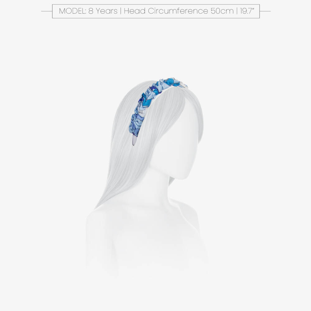PUCCI-Girls Blue Marmo Print Silky Hairband | Childrensalon Outlet