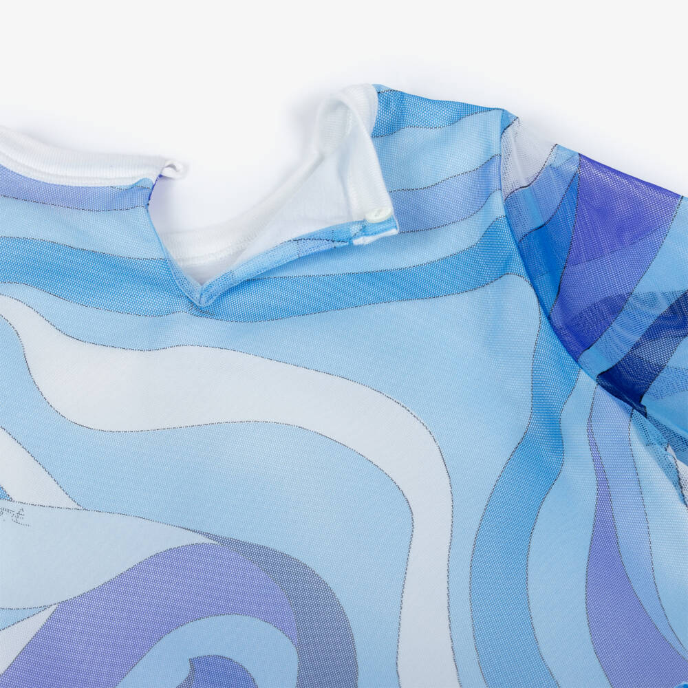 PUCCI-Girls Blue Marmo Print Tulle Dress | Childrensalon Outlet