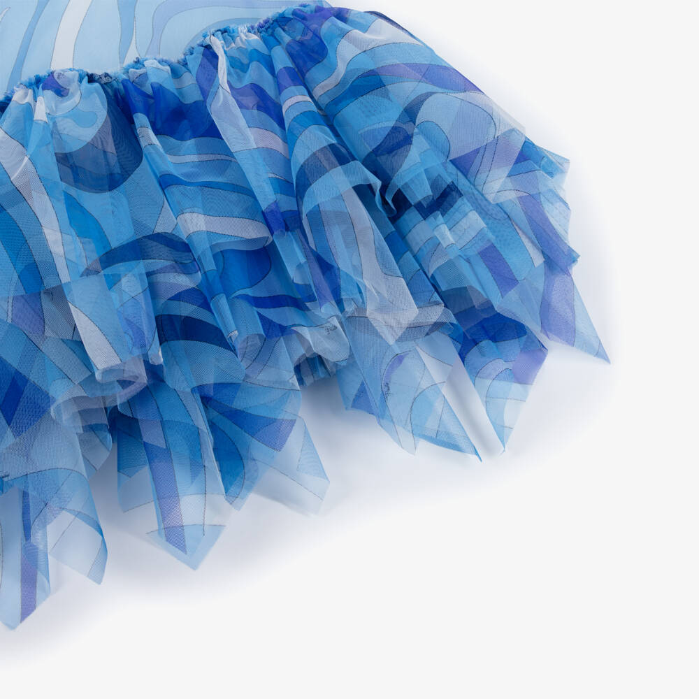 PUCCI-Girls Blue Marmo Print Tulle Dress | Childrensalon Outlet