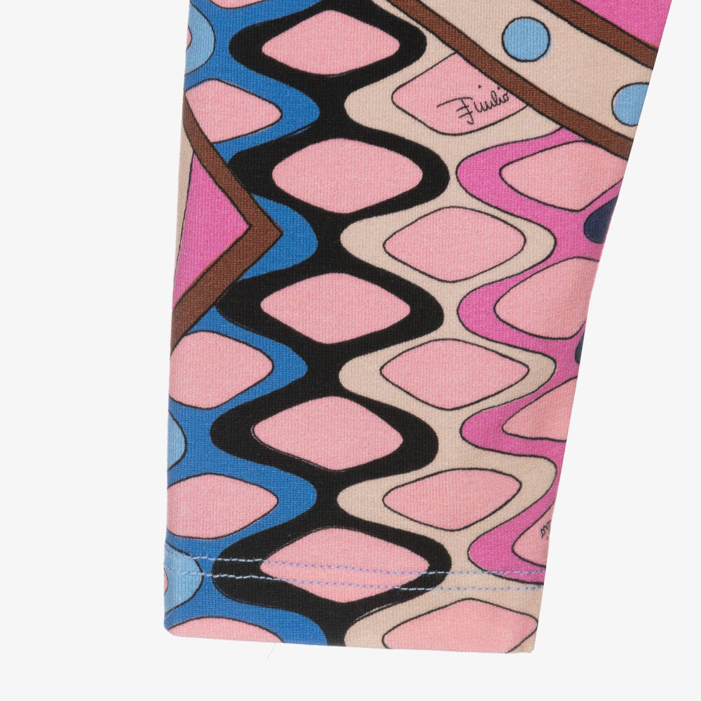 PUCCI-Girls Blue Patterned Cotton Leggings | Childrensalon Outlet