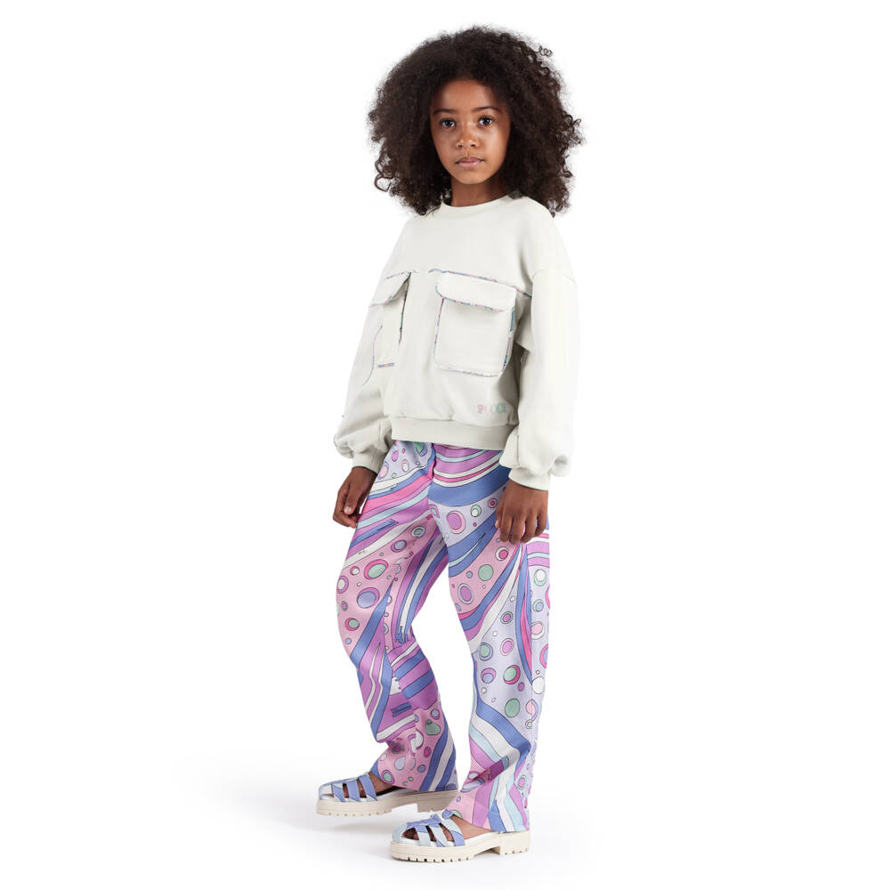 PUCCI-Girls Blush & Mauve Relaxed Trousers | Childrensalon Outlet