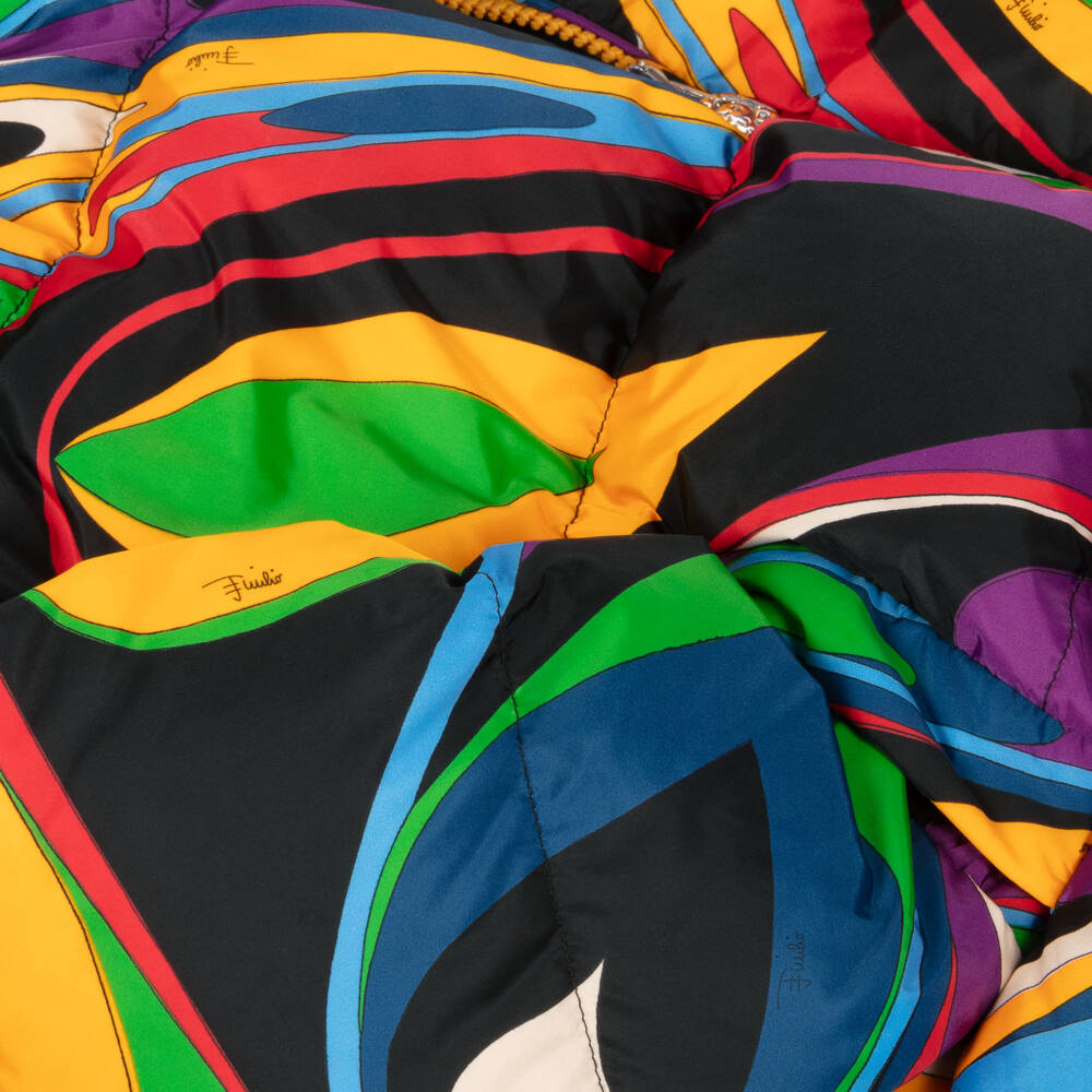 PUCCI-Girls Colourful Patterned Puffer Coat | Childrensalon Outlet