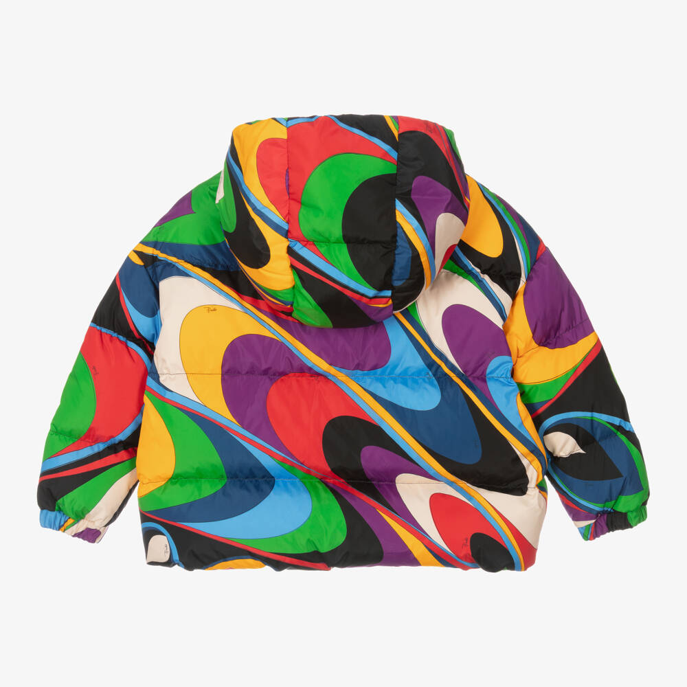 PUCCI-Girls Colourful Patterned Puffer Coat | Childrensalon Outlet