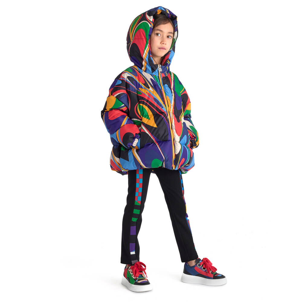 PUCCI-Girls Colourful Patterned Puffer Coat | Childrensalon Outlet
