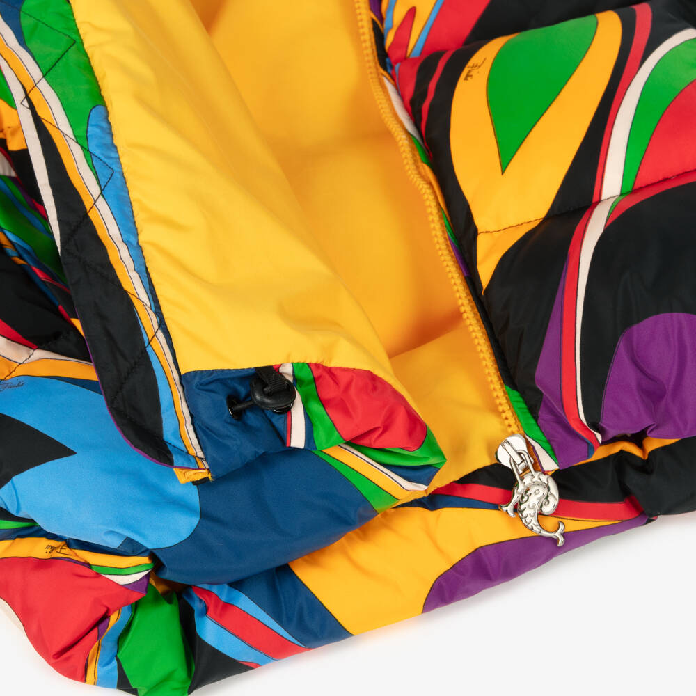 PUCCI-Girls Colourful Patterned Puffer Coat | Childrensalon Outlet