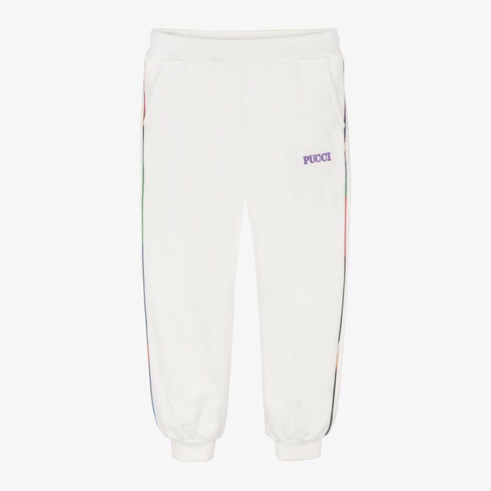 PUCCI-Girls Cotton Joggers with White Onde | Childrensalon Outlet
