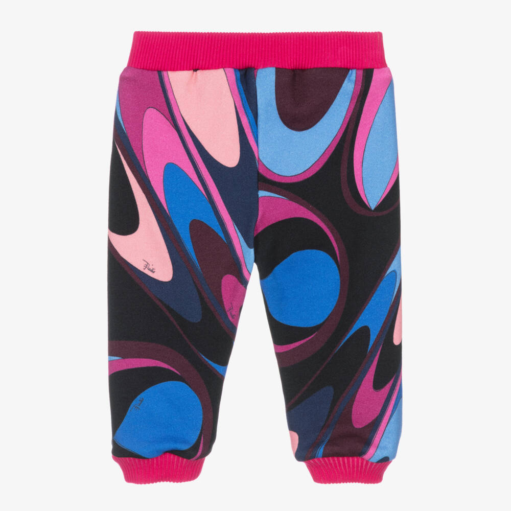 PUCCI-Girls Cotton Pink Patterned Joggers | Childrensalon Outlet