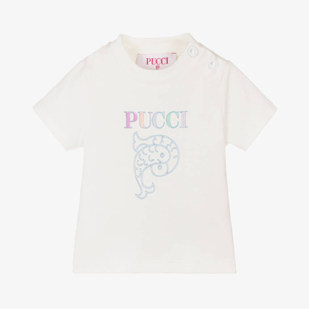 PUCCI-Girls Creamy Cotton Fish Top | Childrensalon Outlet