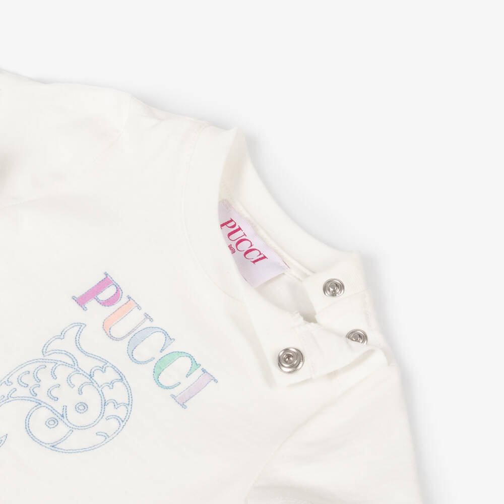PUCCI-Girls Creamy Cotton Fish Top | Childrensalon Outlet
