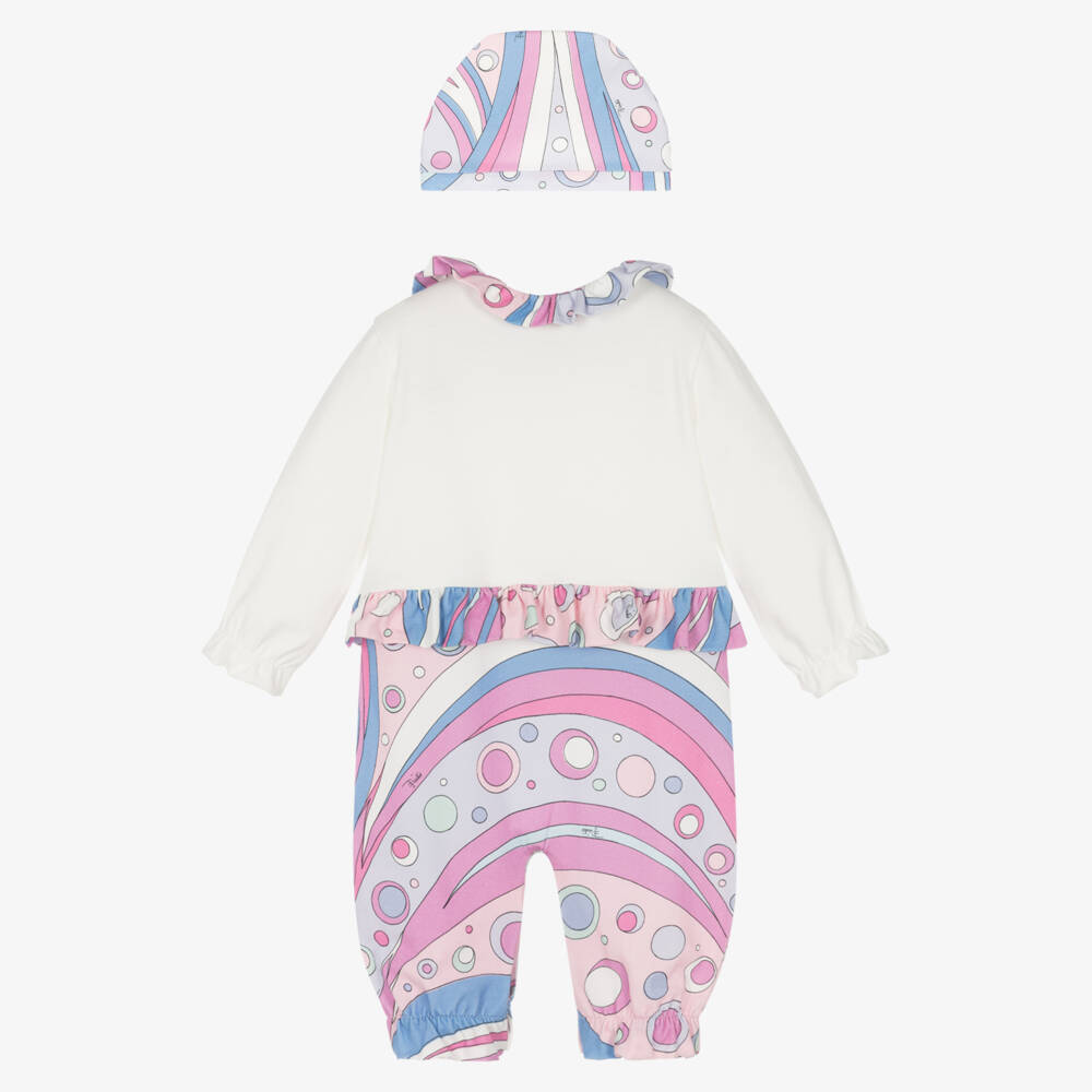 PUCCI-Girls Delicate Pink & White Babygrow Ensemble | Childrensalon Outlet