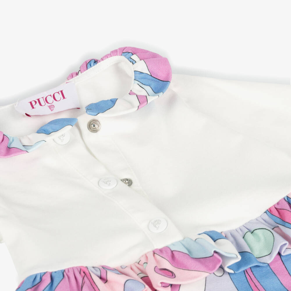 PUCCI-Girls Delicate Pink & White Babygrow Ensemble | Childrensalon Outlet