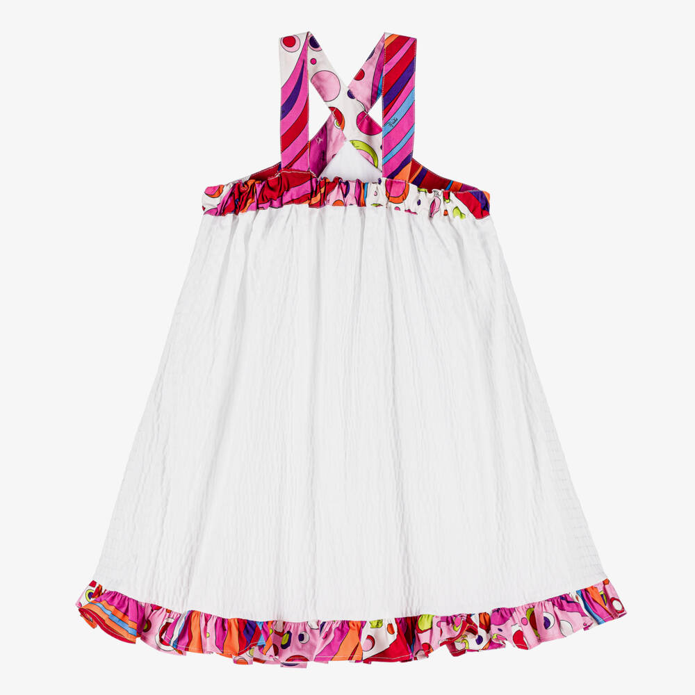 PUCCI-Girls Elegant White Fontane Dress | Childrensalon Outlet