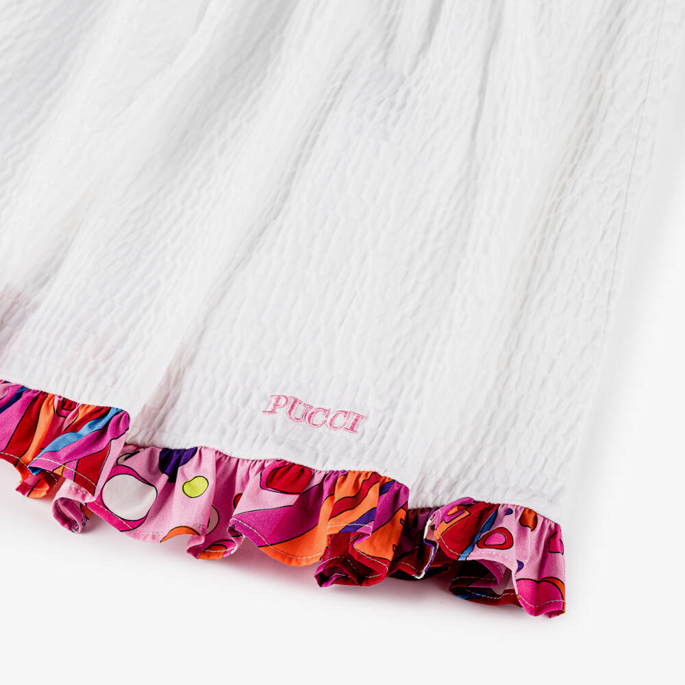 PUCCI-Girls Elegant White Fontane Dress | Childrensalon Outlet