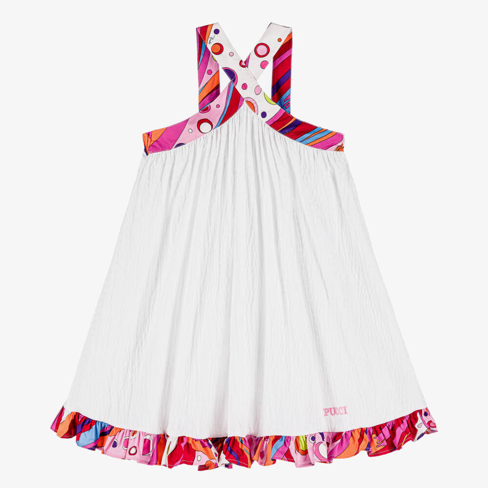 PUCCI-Girls Elegant White Fontane Dress | Childrensalon Outlet