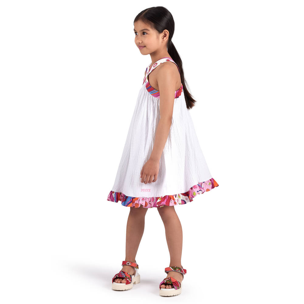 PUCCI-Girls Elegant White Fontane Dress | Childrensalon Outlet