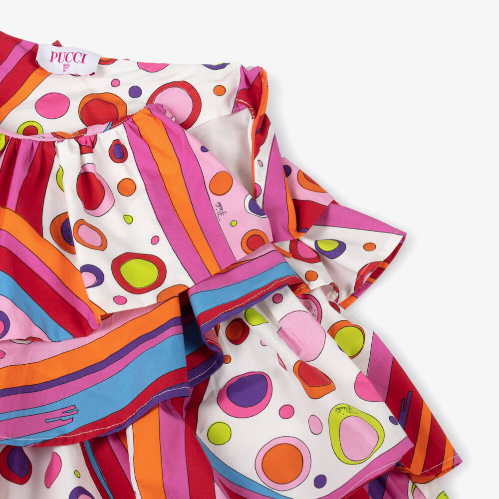 PUCCI-فستان بناتي بنقشة هندسية بلون الفوشيا | Childrensalon Outlet