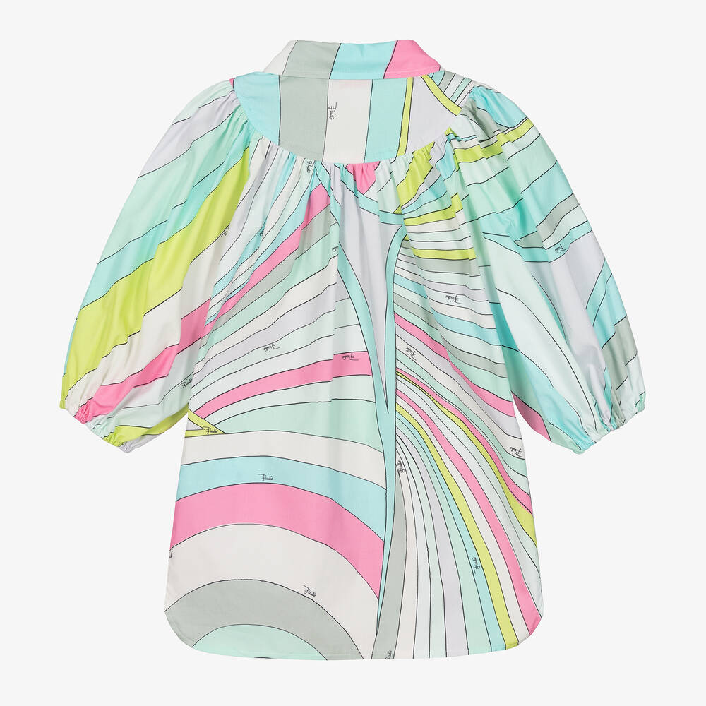 PUCCI-Girls Green Cotton Iride Print Dress | Childrensalon Outlet