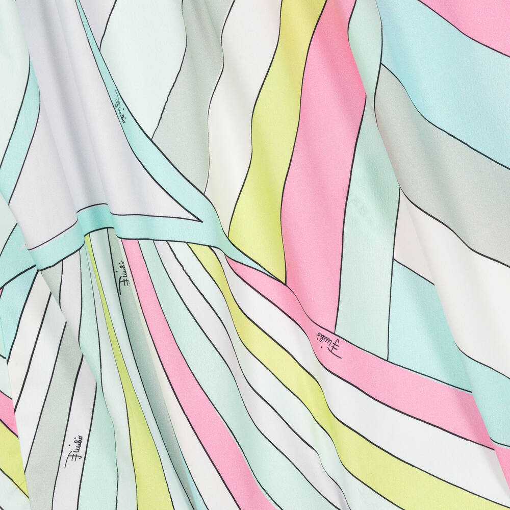 PUCCI-Girls Green Cotton Iride Print Dress | Childrensalon Outlet